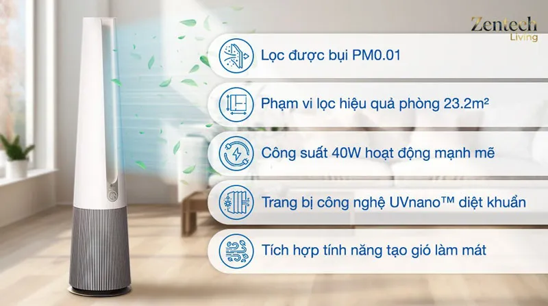 Quạt lọc khí LG PuriCare AeroTower Hit FS15GPBK0