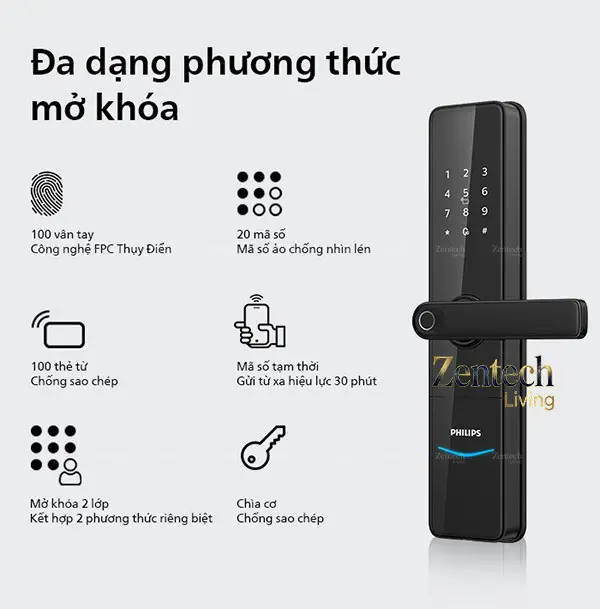 Khóa cửa vân tay cao cấp Philips DDL603E 2