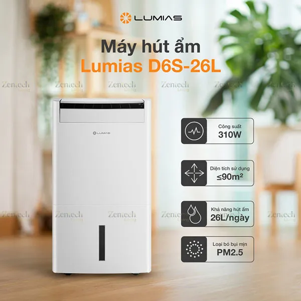 Máy hút ẩm kiêm lọc không khí Lumias D6S-26L