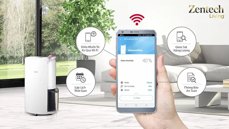 Máy hút ẩm LG Dual Inverter MD16GQSE0 hỗ trợ ThinQ