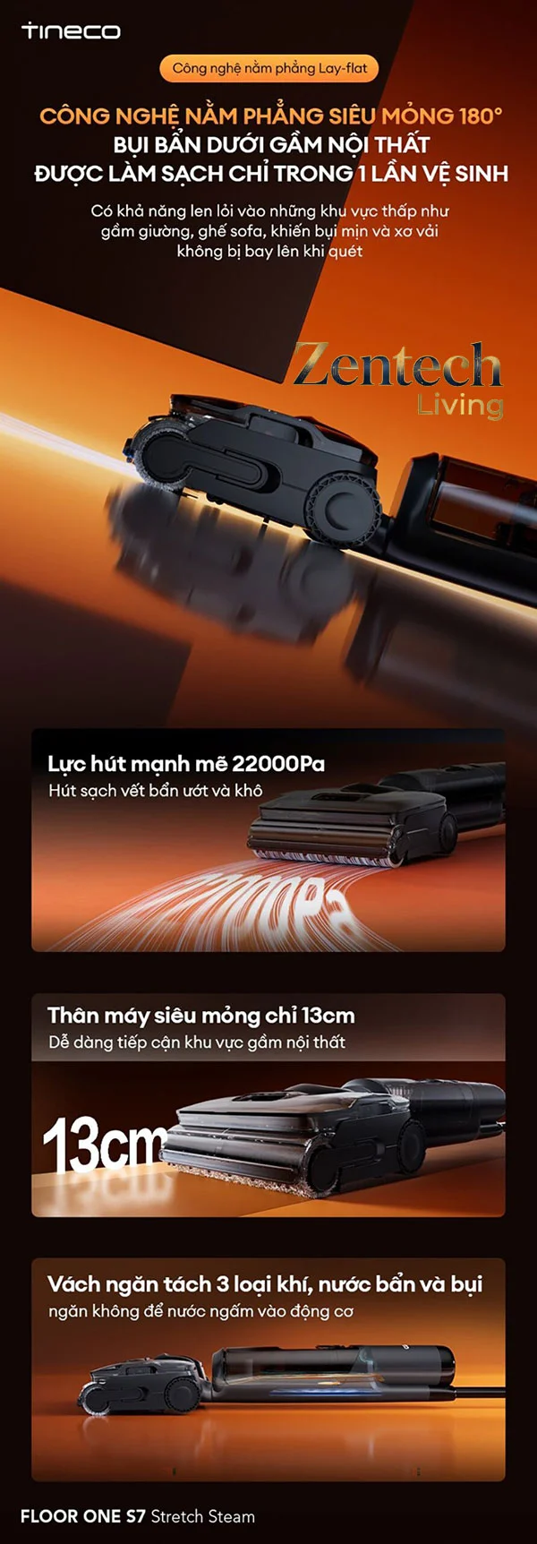 Máy hút bụi lau nhà Tineco Floor One S7 Stretch Steam 11