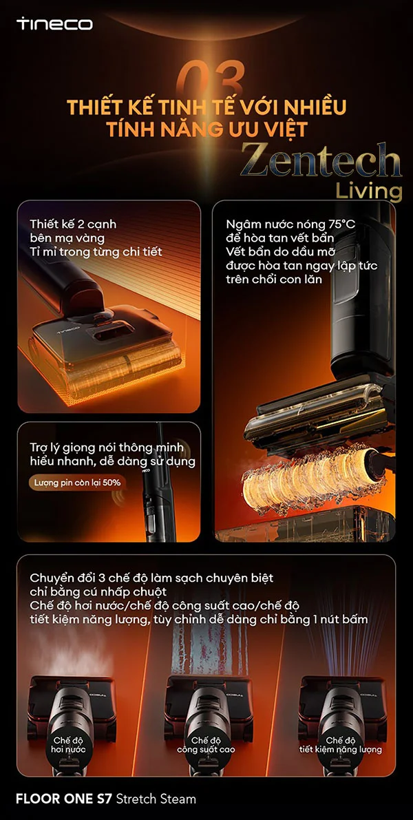 Máy hút bụi lau nhà Tineco Floor One S7 Stretch Steam 13