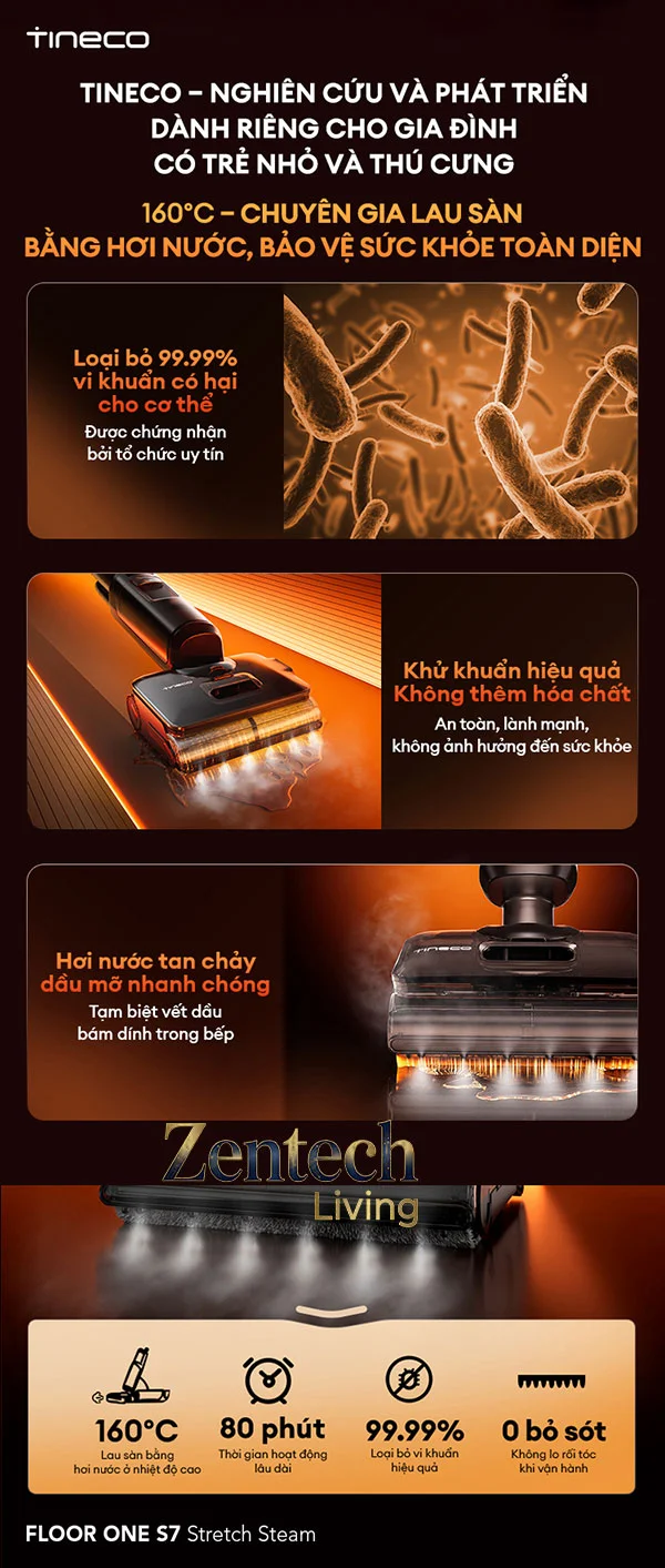 Máy hút bụi lau nhà Tineco Floor One S7 Stretch Steam 3