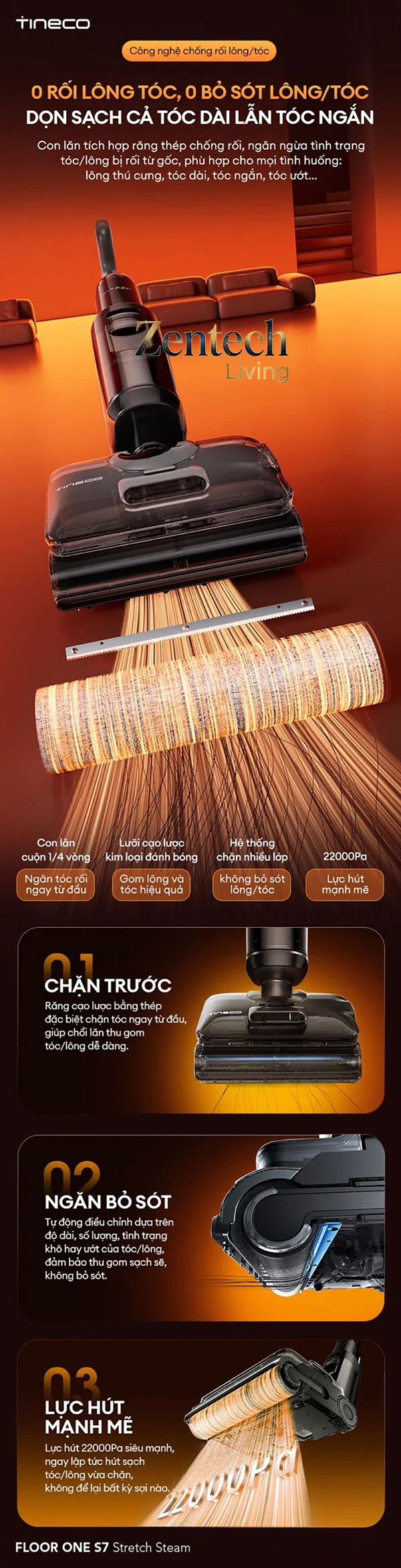Máy hút bụi lau nhà Tineco Floor One S7 Stretch Steam 9