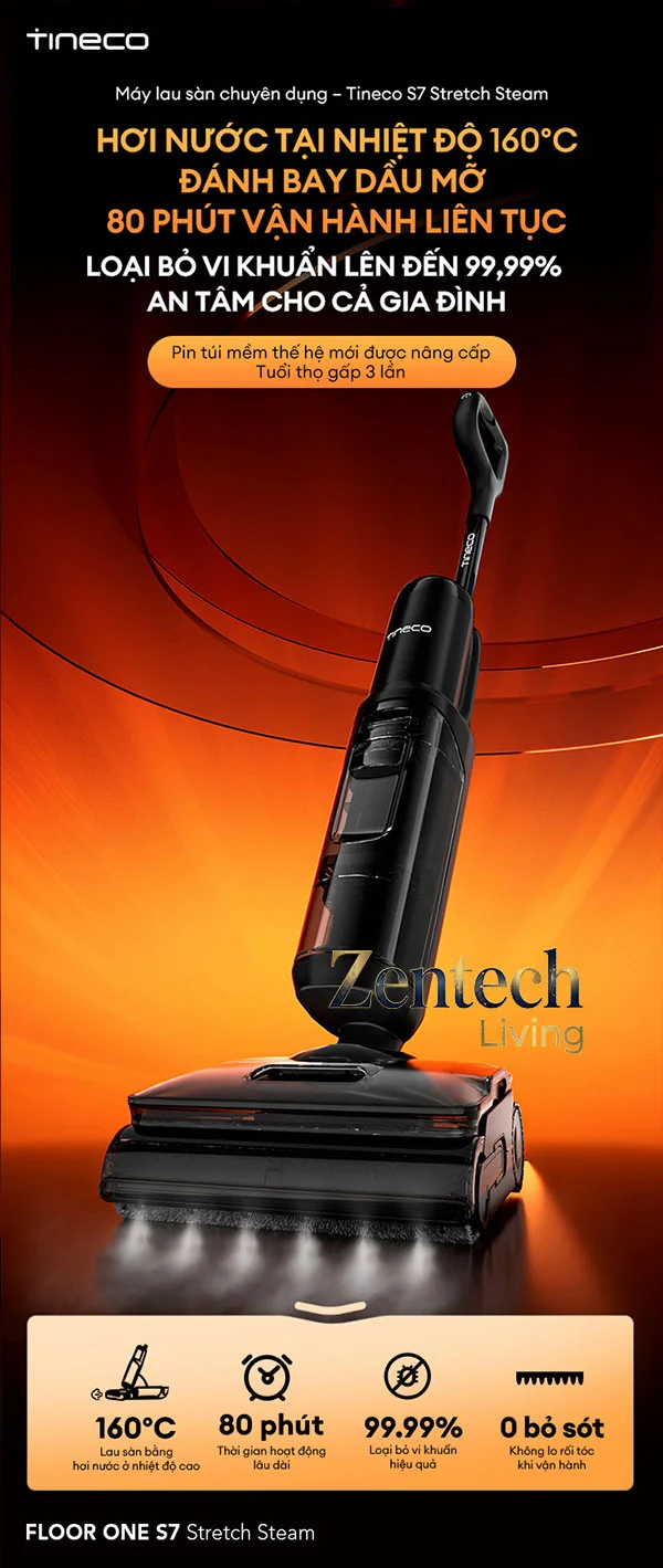 Máy hút bụi lau nhà Tineco Floor One S7 Stretch Steam