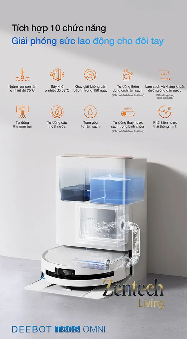 Robot hút bụi lau nhà Ecovacs Deebot T80s Omni 65