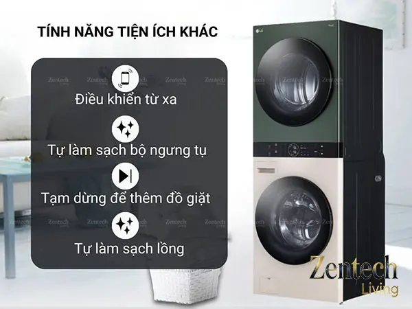tháp giặt sấy lg 21kg