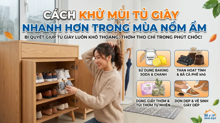 Cách khử mùi tủ giày nhanh hơn trong mùa nồm ẩm