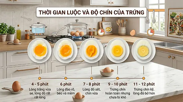 ảnh đại diện luộc trứng gà bao nhiêu phút