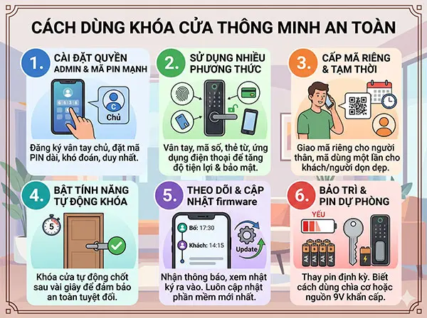 cách dùng khóa cửa thông minh an toàn