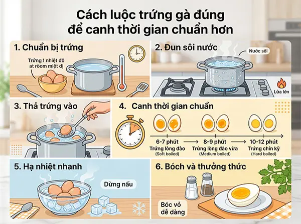 cách luộc trứng gà đúng