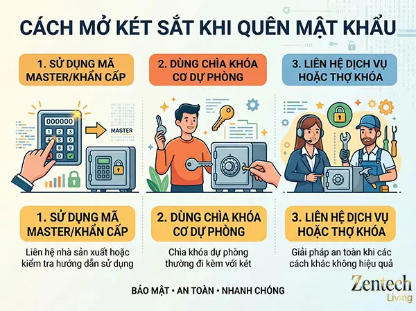cách mở két sắt khi quên mật khẩu