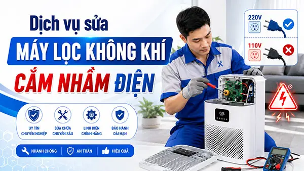 dịch vụ sửa máy lọc không khí cắm nhầm điện 2