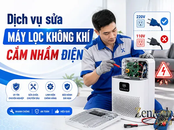 dịch vụ sửa máy lọc không khí cắm nhầm điện