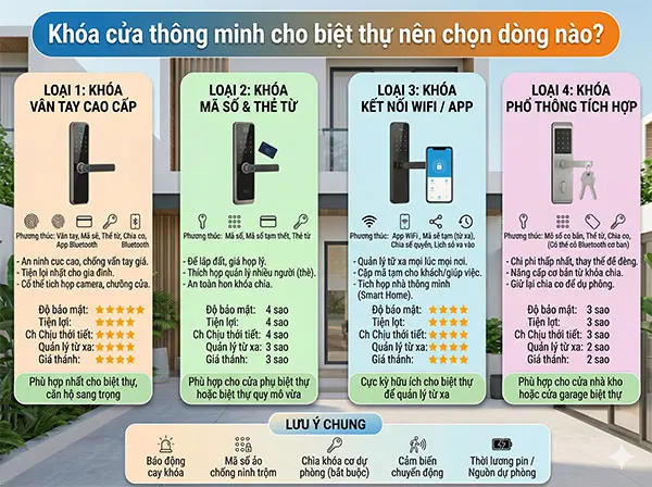 Khóa cửa thông minh cho biệt thự nên chọn dòng nào?