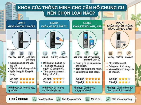 khóa cửa thông minh cho căn hộ chung cư nên chọn loại nào