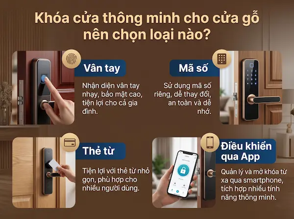Khóa cửa thông minh cho cửa gỗ nên chọn loại nào?