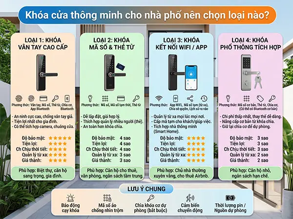 khóa cửa thông minh nhà phố nên chọn loại nào 
