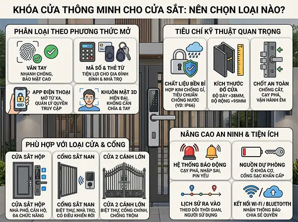 khóa cửa thông minh cho cửa sắt nên chọn loại nào
