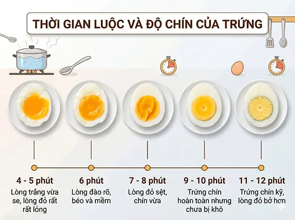 Luộc trứng gà bao nhiêu phút 