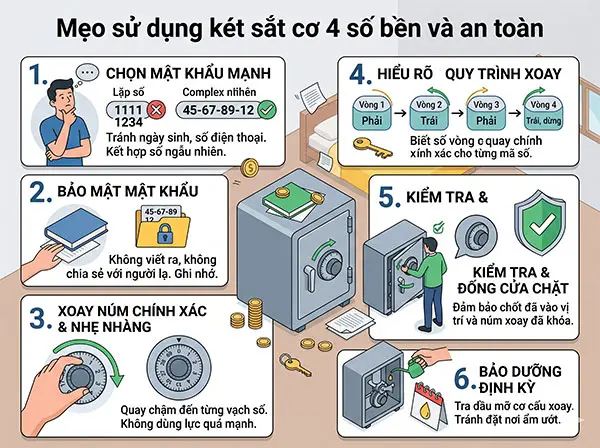 Mẹo sử dụng két sắt cơ 4 số bền