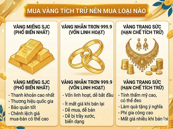 mua vàng tích trữ nên mua loại nào