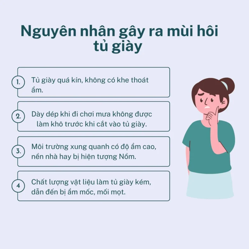 Vì sao tủ giày dép thường có mùi hôi?