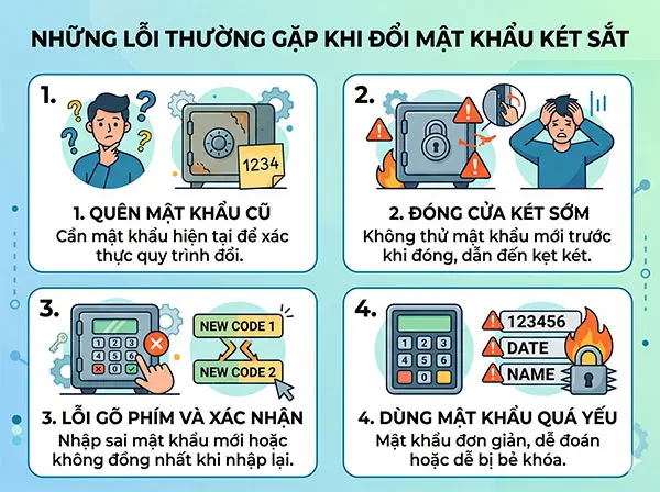 những lỗi thường gặp khi đổi mật khẩu két sắt