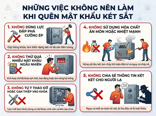 những việc không nên làm khi quên mật khẩu két sắt