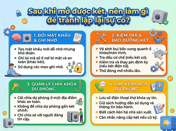 những việc nên làm sau khi mở được két sắt