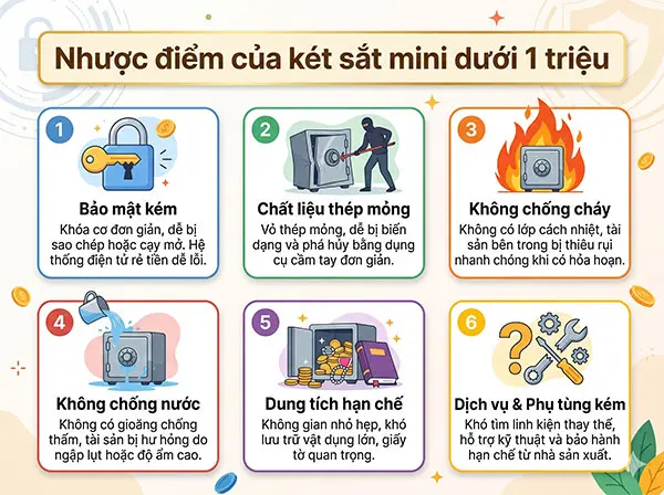 nhược điểm của két sắt mini dưới 1 triệu