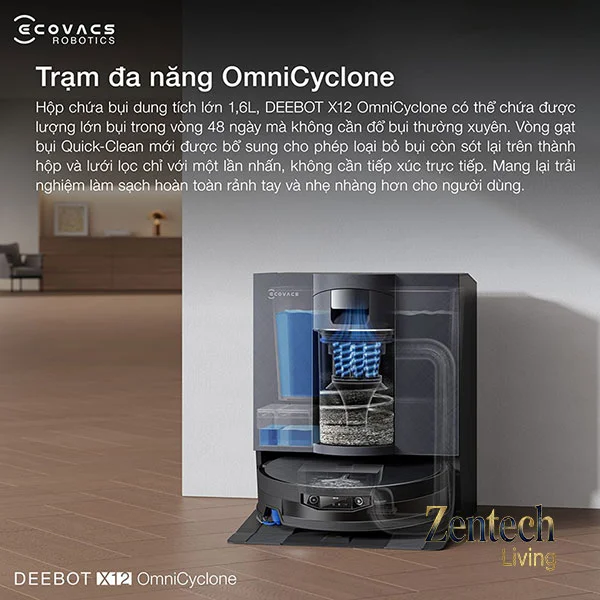 Robot hút bụi lau nhà Ecovacs DEEBOT X12 OmniCyclone 8
