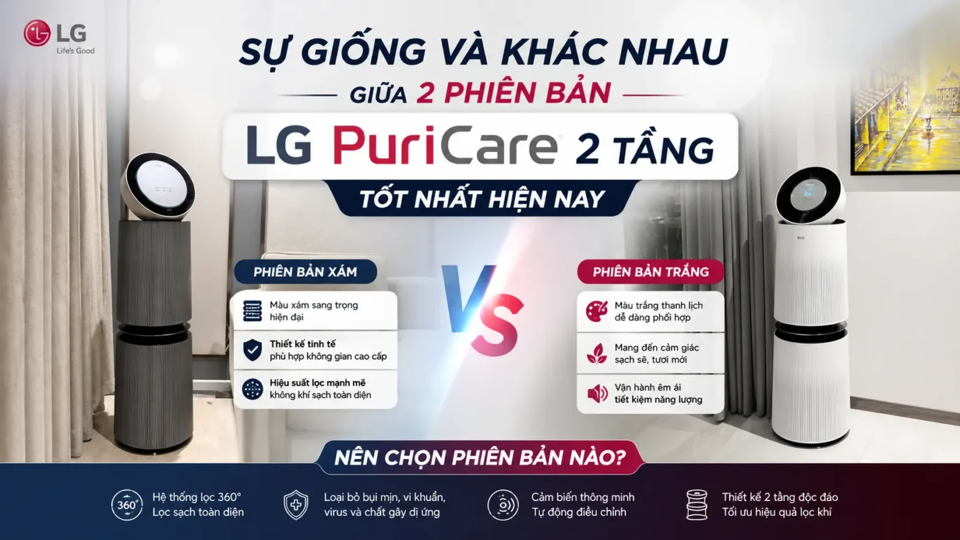Sự Giống Và Khác Nhau Giữa 2 Phiên Bản LG PuriCare 2 Tầng Tốt Nhất Hiện Nay?