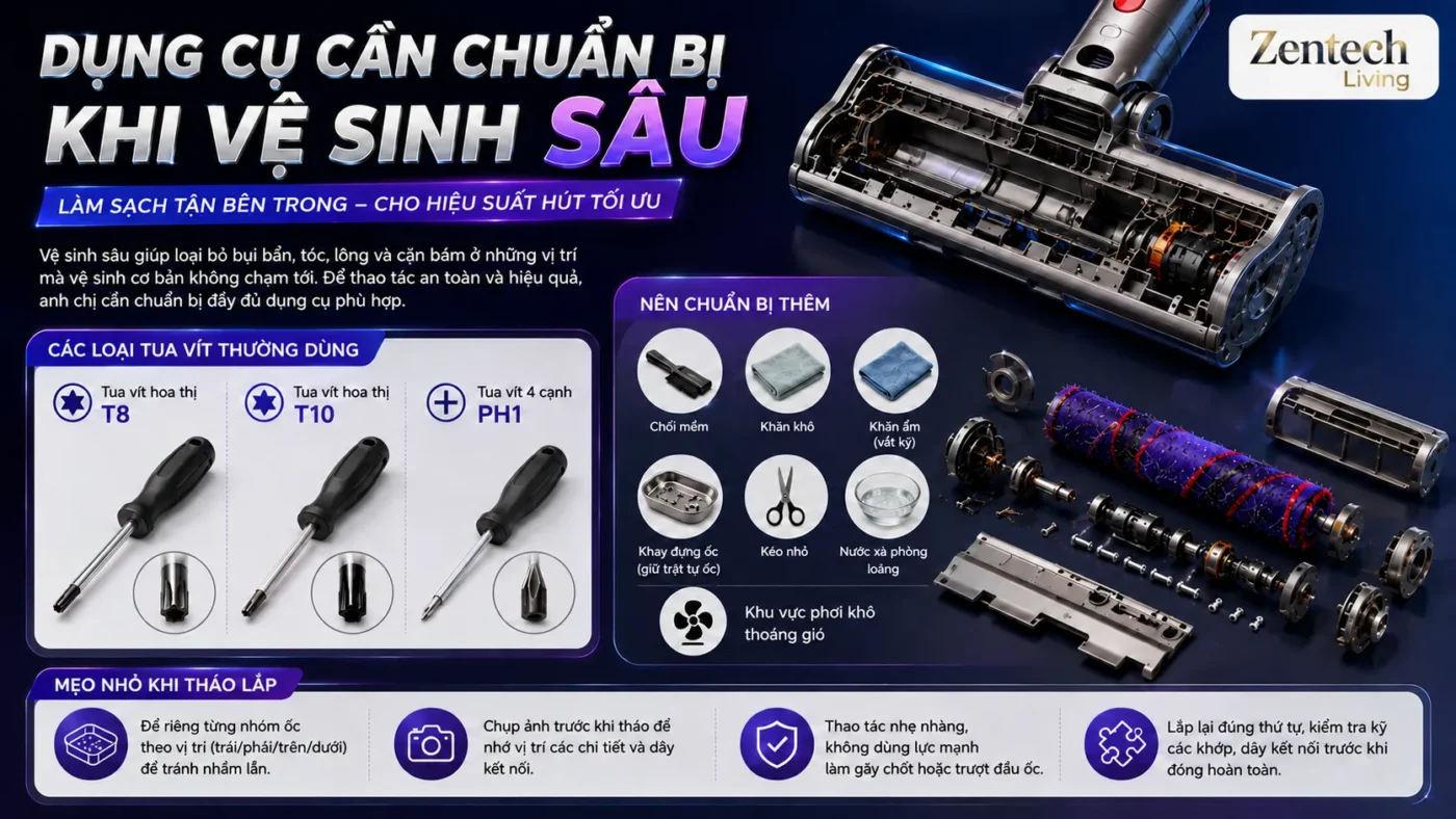 Dụng Cụ Cần Chuẩn Bị Khi Vệ Sinh Sâu