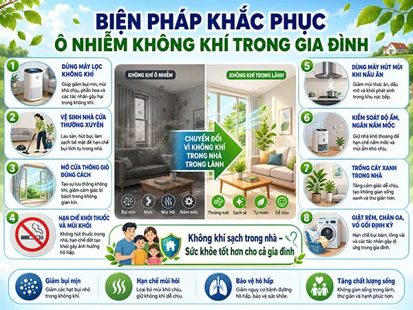 biện pháp khắc phục ô nhiễm không khí trong nhà