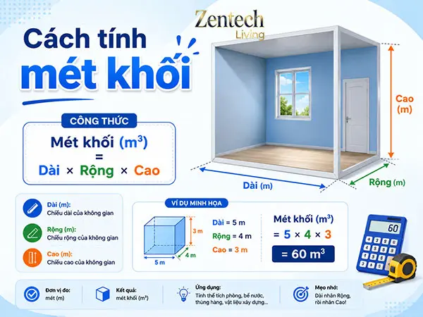 cách tính mét khối