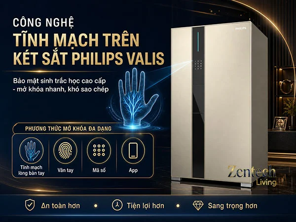 Công nghệ mở khóa bằng tĩnh mạch trên két sắt Philips Valis