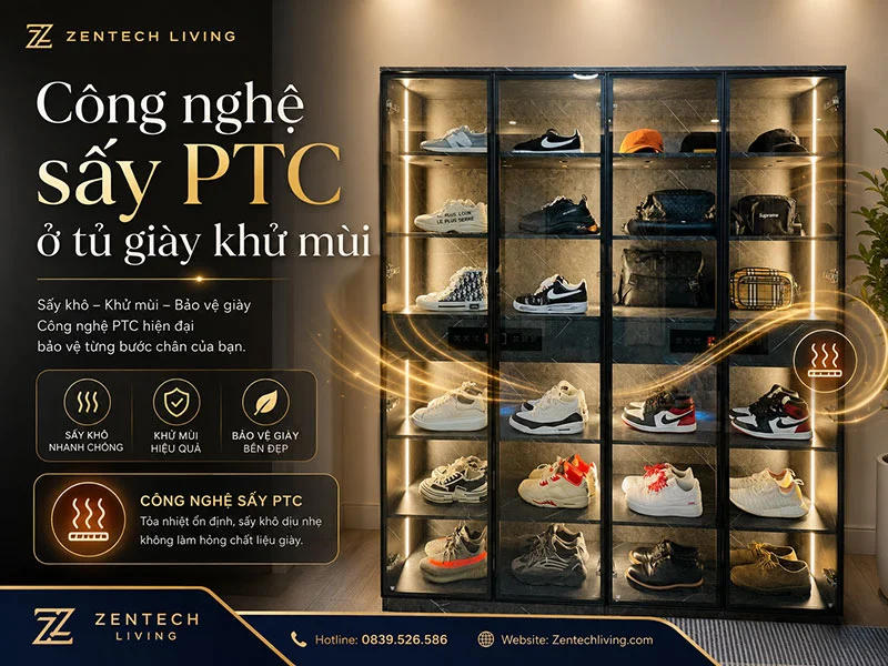 công nghệ sấy ptc ở tủ giày khử mùi