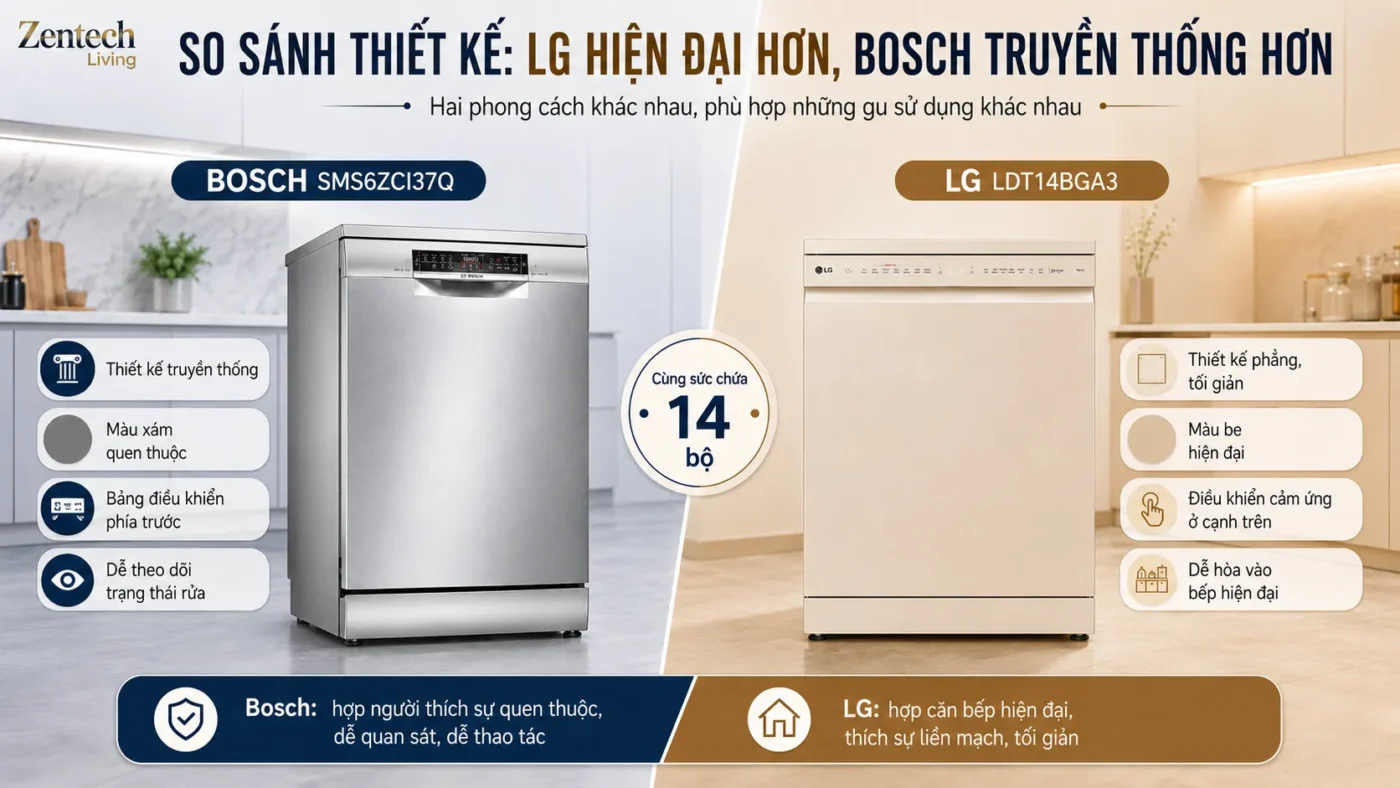 so sánh thiết kế Bosch SMS6ZCI37Q và LG LDT14BGA