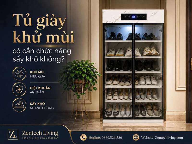 tủ giày khử mùi có cần chức năng sấy khô không