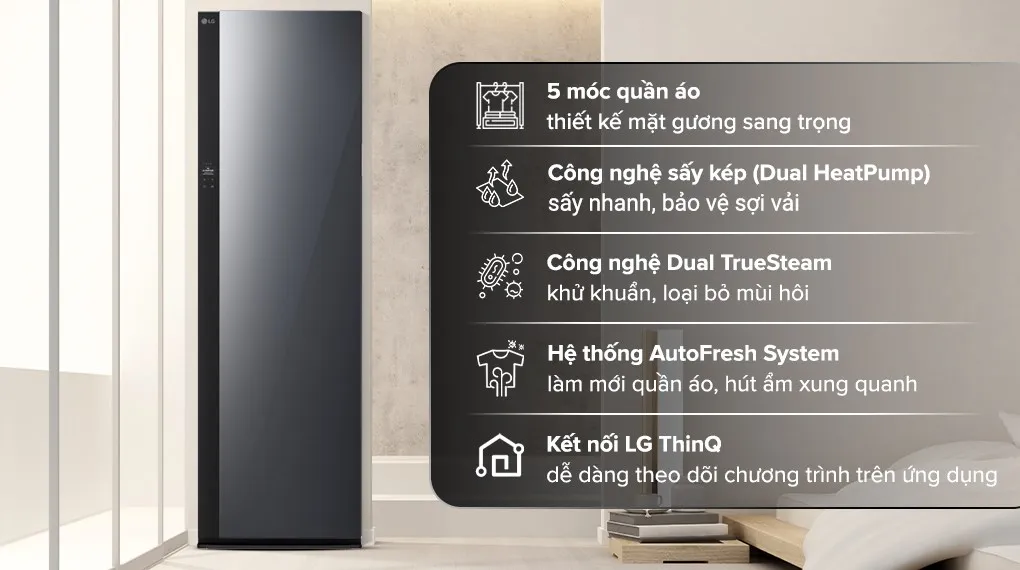 Tổng quan về tủ chăm sóc quần áo LG Styler SC5GMR80H